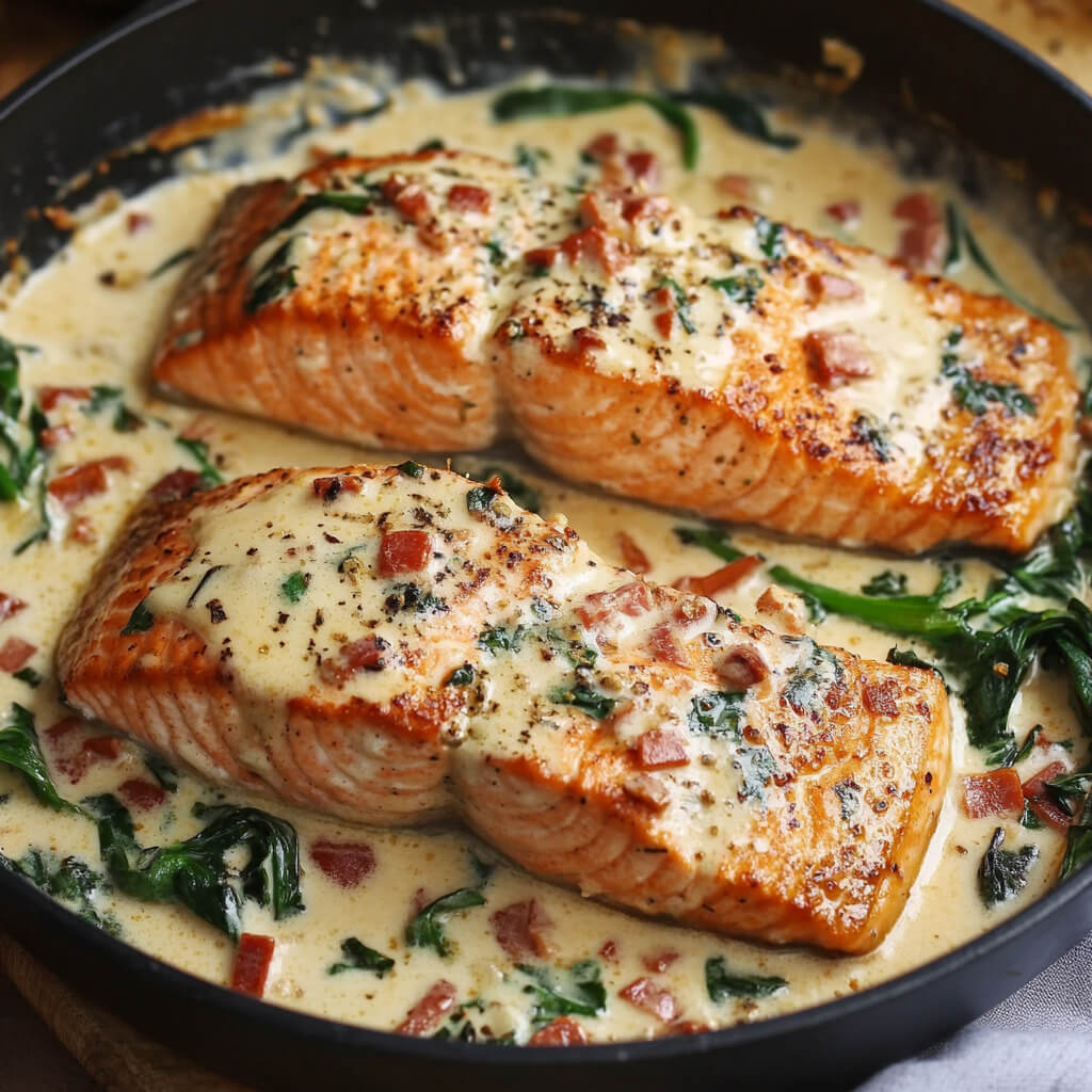 Creamy Garlic Butter Tuscan Salmon - Creamy Garlic Butter Tuscan Salmon