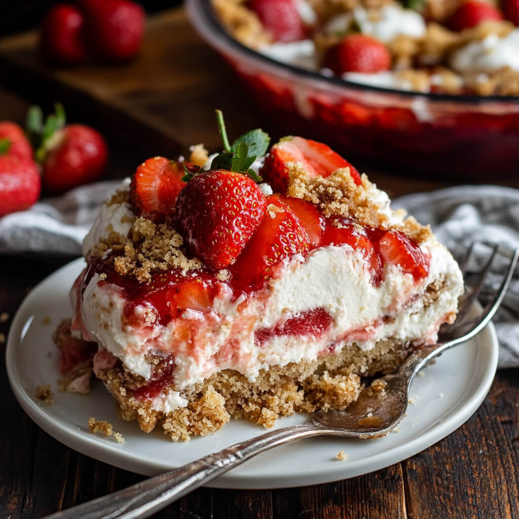 Strawberry Cheesecake Dump Cake - Strawberry Cheesecake Dump Cake