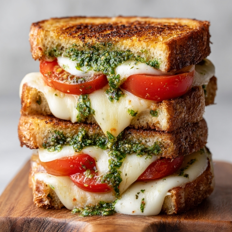 Melty Air Fryer Caprese Grilled Cheese - PP84 Thumb Crispy Melty Air Fryer Caprese Grilled Cheese